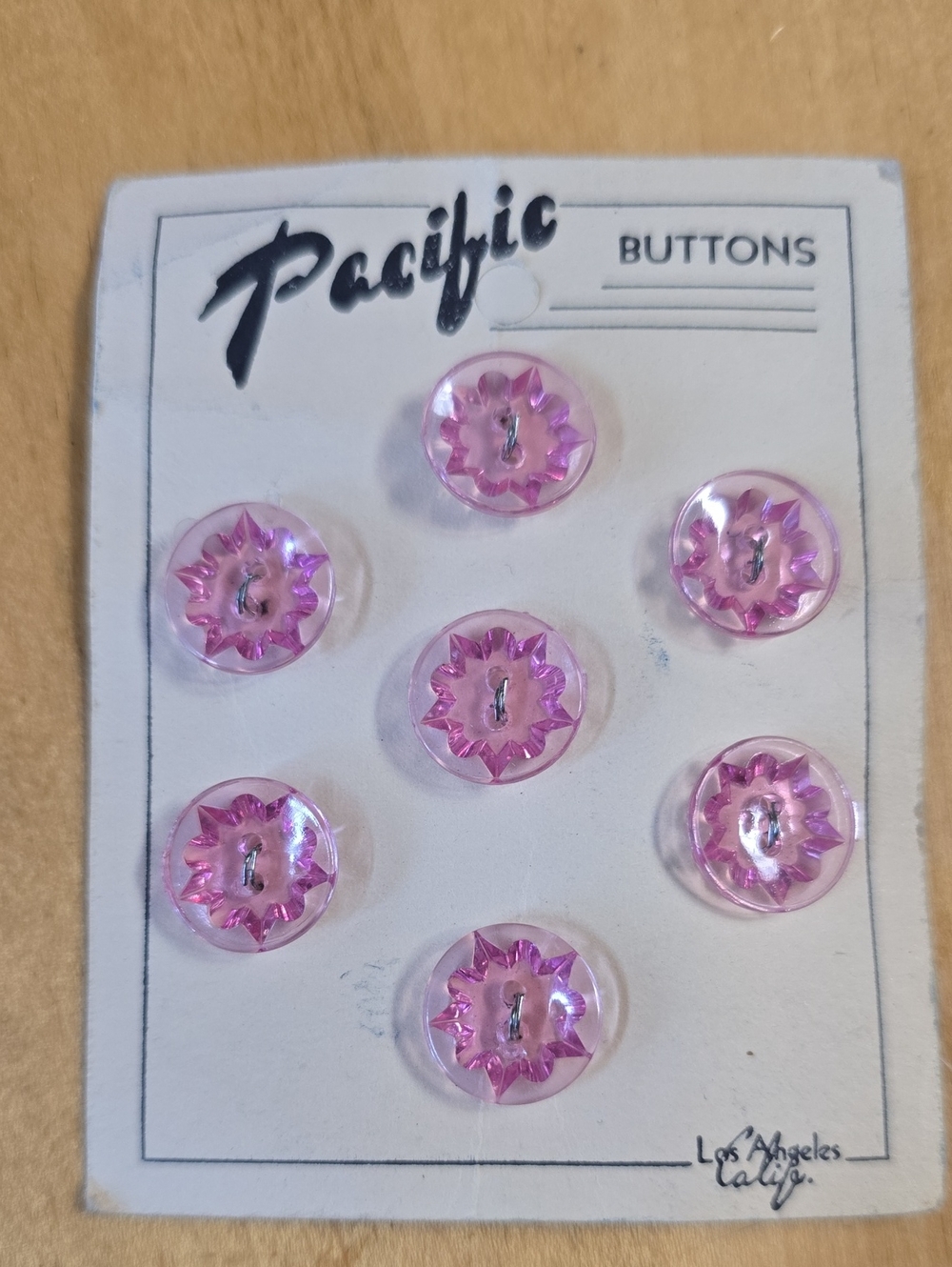 Pacific Vintage Pink Starburst Buttons - Set of 7